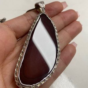 🔱 VINTAGE AGATE SILVER NECKLACE